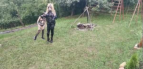  Horse training for blonde TV TS cunt by sexy goth domina pt1 HD